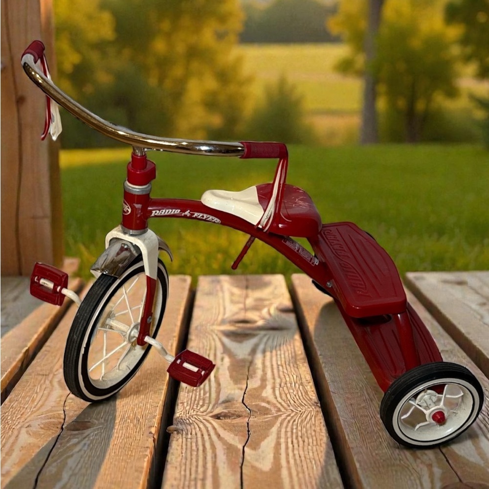 New In Box! Radio Flyer Retro Classic Red Dual Deck Tricycle Kids Ride On Toy